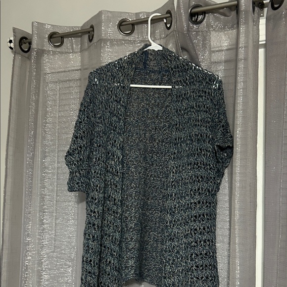 Sweaters - Women's Open-Front Knit Sweater - Blue